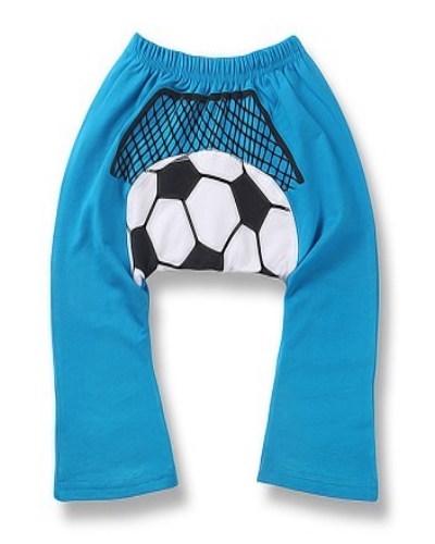 Kids pants blue with football design - Click Image to Close